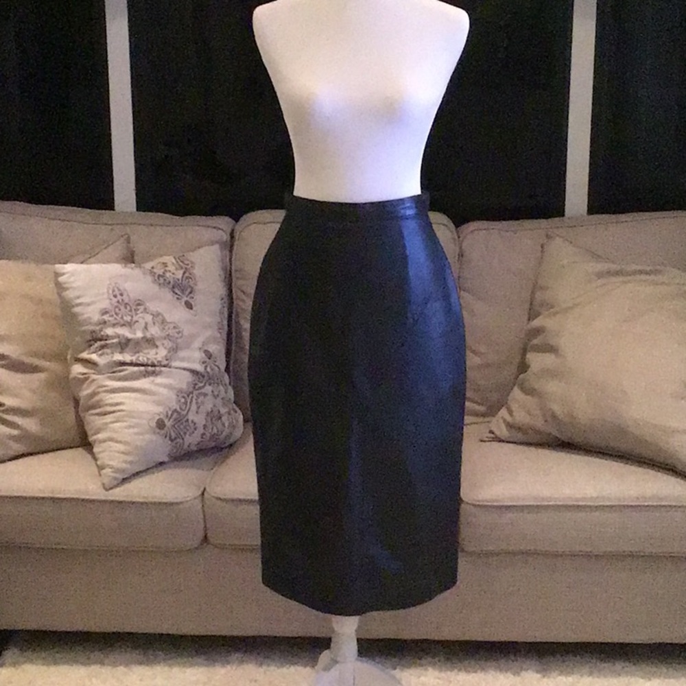 Leather midi skirt